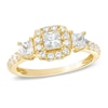 Thumbnail Image 1 of Previously Owned - 1-1/4 CT. T.W. Princess-Cut Diamond Frame Past Present Future® Ring in 14K Gold