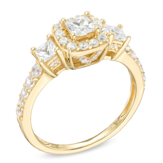 Previously Owned - 1-1/4 CT. T.w. Princess-Cut Diamond Frame Past Present FutureÂ® Ring in 14K Gold