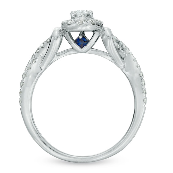Previously Owned - Vera Wang Love Collection 3/4 CT. T.w. Oval Diamond Frame Engagement Ring in 14K White Gold