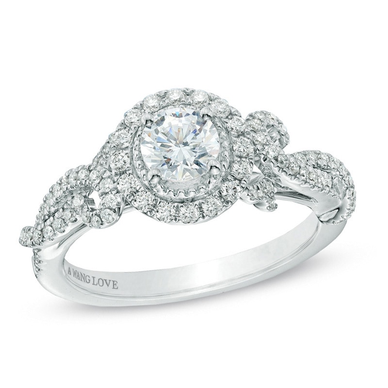 Previously Owned - Vera Wang Love Collection 7/8 CT. T.W. Diamond Vintage-Style Engagement Ring in 14K White Gold