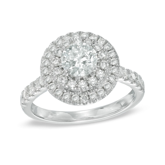 Previously Owned - 1-1/2 CT. T.w. Diamond Double Frame Engagement Ring in 14K White Gold