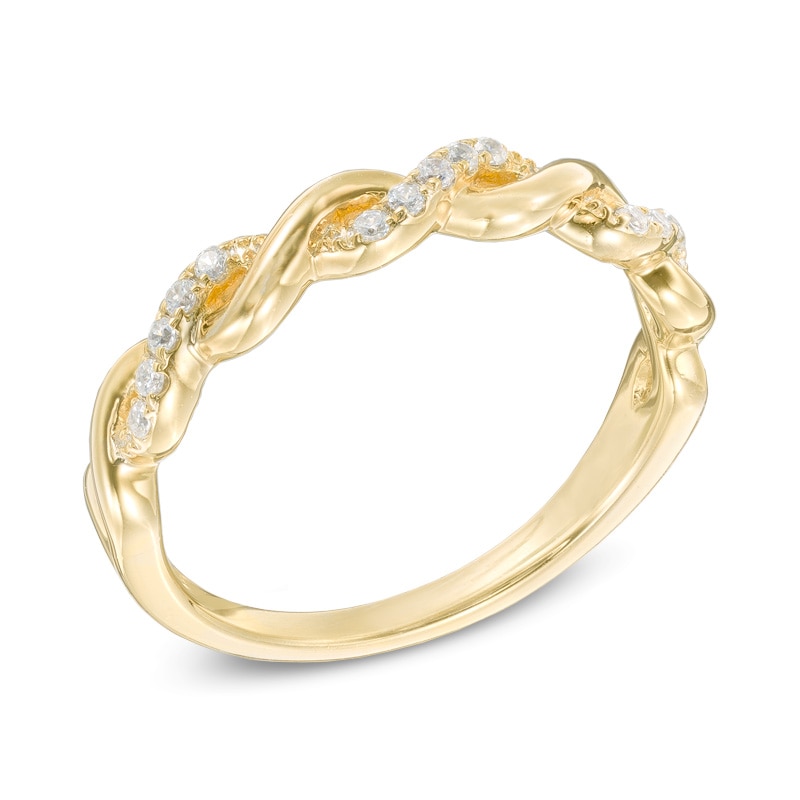 Main Image 2 of Previously Owned - 1/8 CT. T.W. Diamond Braid Anniversary Band in 10K Gold