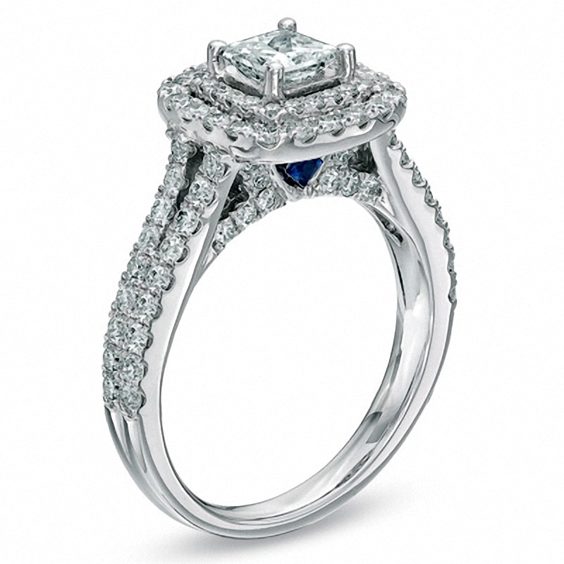 Main Image 3 of Previously Owned - Vera Wang Love Collection 1-1/2 CT. T.W. Princess-Cut Diamond Engagement Ring in 14K White Gold