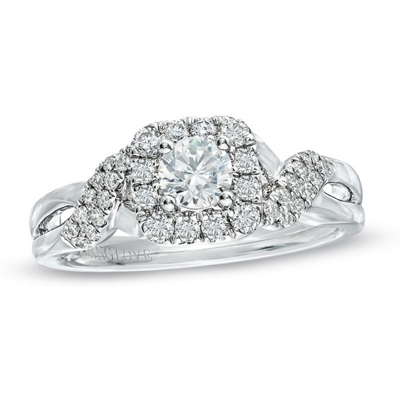 Previously Owned - Vera Wang Love Collection 3/4 CT. T.w. Diamond Frame Twist Engagement Ring in 14K White Gold