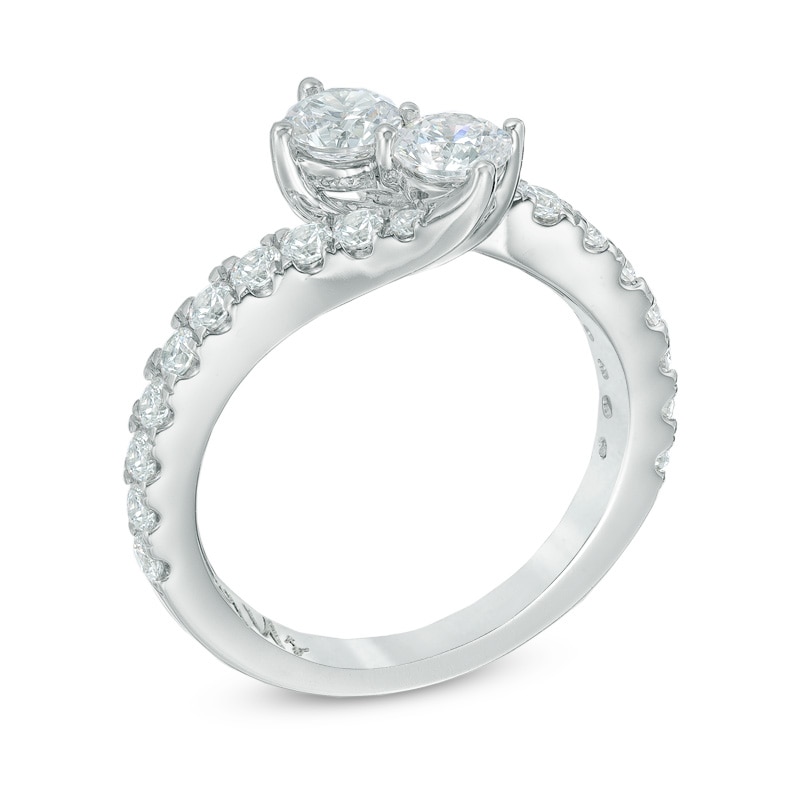 Main Image 2 of Previously Owned - Ever Us® 1/2 CT. T.W. Two-Stone Diamond Bypass Ring in 14K White Gold