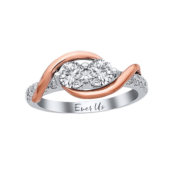 Previously Owned - Ever Us® 3/4 CT. T.w. Two-Stone Diamond Swirl Band in 14K Two-Tone Gold