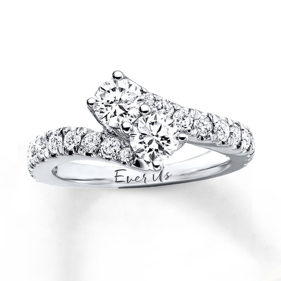 Previously Owned - Ever UsÂ® 2 CT. T. W. Two-Stone Diamond Bypass Ring in 14K White Gold