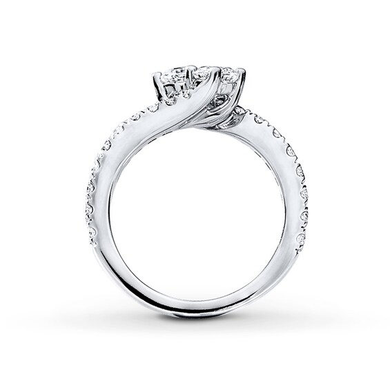 Previously Owned - Ever UsÂ® 2 CT. T. W. Two-Stone Diamond Bypass Ring in 14K White Gold