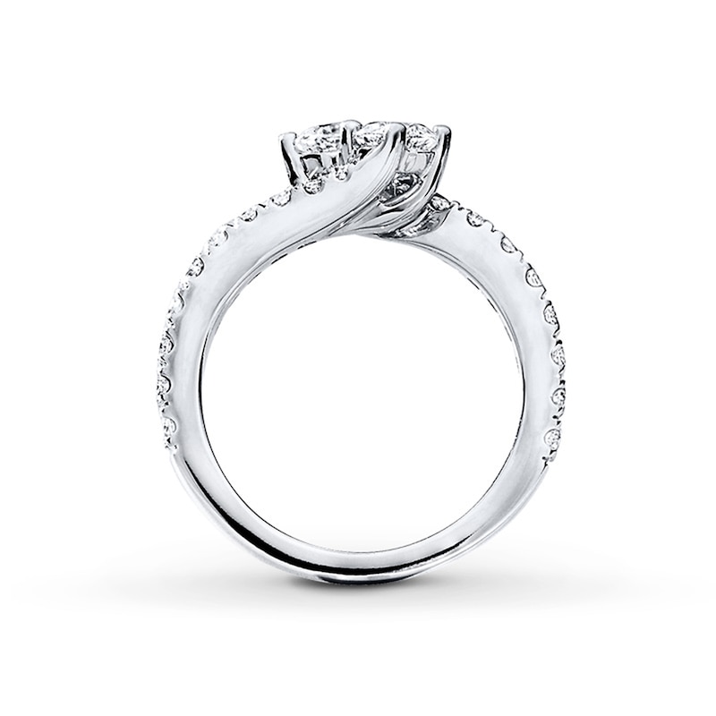 Main Image 2 of Previously Owned - Ever Us® 2 CT. T. W. Two-Stone Diamond Bypass Ring in 14K White Gold