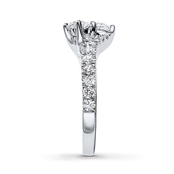 Previously Owned - Ever UsÂ® 2 CT. T. W. Two-Stone Diamond Bypass Ring in 14K White Gold