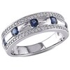 Thumbnail Image 1 of Previously Owned - Blue Sapphire and 1/4 CT. T.W. Diamond Triple Row Wedding Band in 10K White Gold