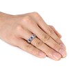 Thumbnail Image 3 of Previously Owned - Blue Sapphire and 1/4 CT. T.W. Diamond Triple Row Wedding Band in 10K White Gold