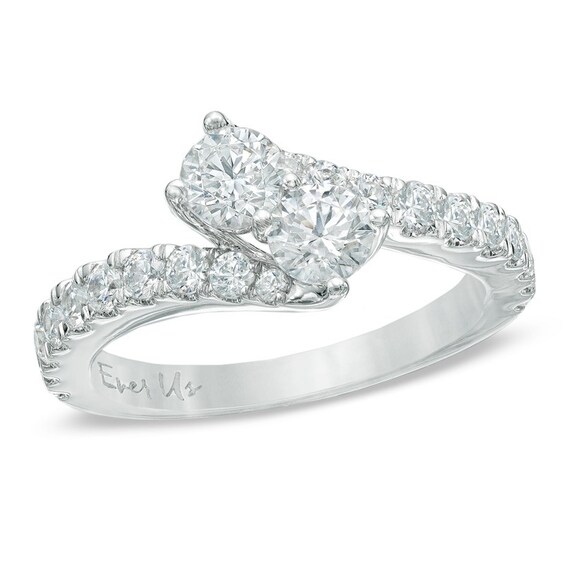 Previously Owned - Ever UsÂ® 3/4 CT. T.w. Two-Stone Diamond Bypass Ring in 14K White Gold