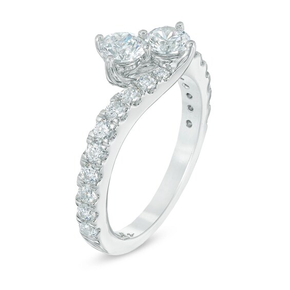 Previously Owned - Ever UsÂ® 3/4 CT. T.w. Two-Stone Diamond Bypass Ring in 14K White Gold