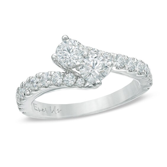 Previously Owned - Ever UsÂ® 1 CT. T.w. Two-Stone Diamond Bypass Ring in 14K White Gold