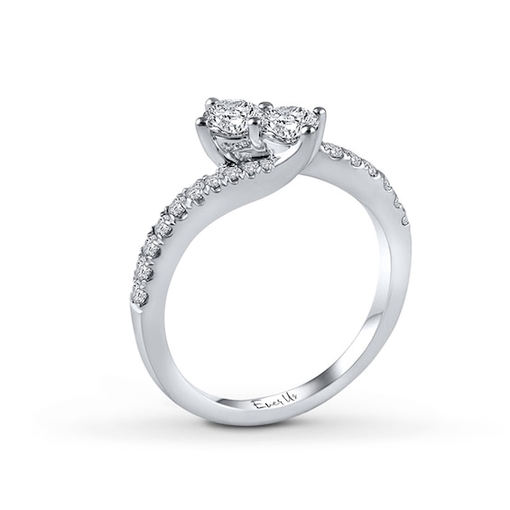 Previously Owned - Ever UsÂ® 1 CT. T.w. Two-Stone Diamond Bypass Ring in 14K White Gold