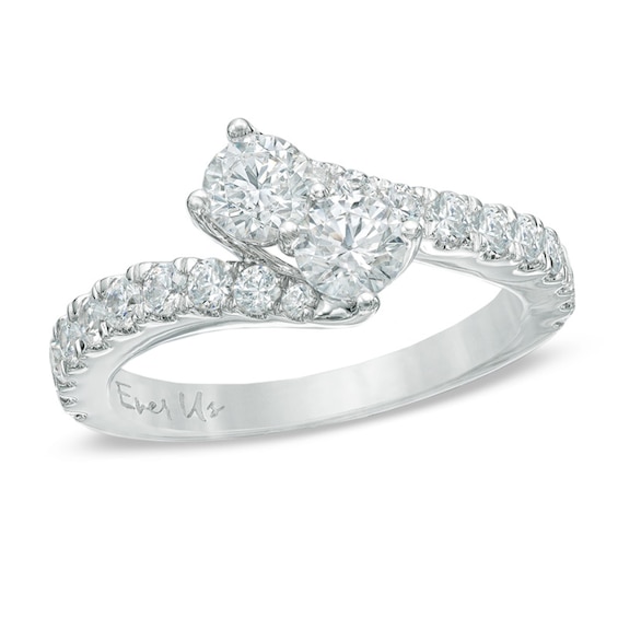 Previously Owned - Ever Us⢠1-1/2 CT. T.w. Two-Stone Diamond Bypass Ring in 14K White Gold