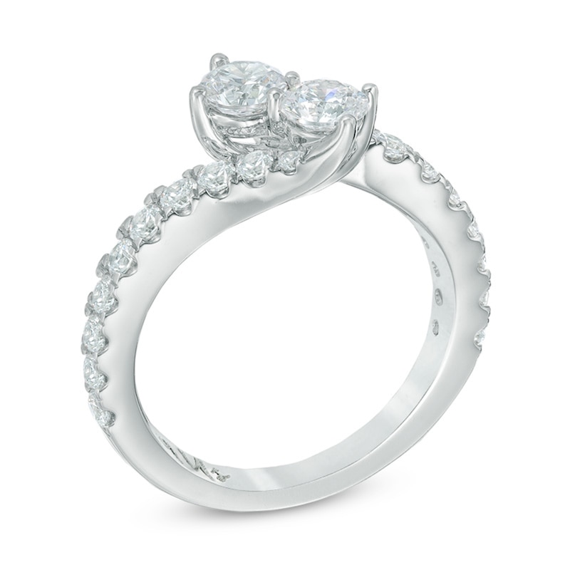 Previously Owned - Ever Us™ 1-1/2 CT. T.W. Two-Stone Diamond Bypass Ring in 14K White Gold