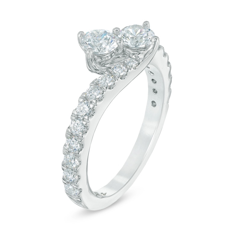 Previously Owned - Ever Us™ 1-1/2 CT. T.W. Two-Stone Diamond Bypass Ring in 14K White Gold