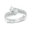 Thumbnail Image 3 of Previously Owned - Ever Us™ 1-1/2 CT. T.W. Two-Stone Diamond Bypass Ring in 14K White Gold