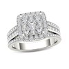 Thumbnail Image 1 of Previously Owned - 1-1/2  CT. T.W. Composite Diamond Cushion Frame Engagement Ring in 14K White Gold