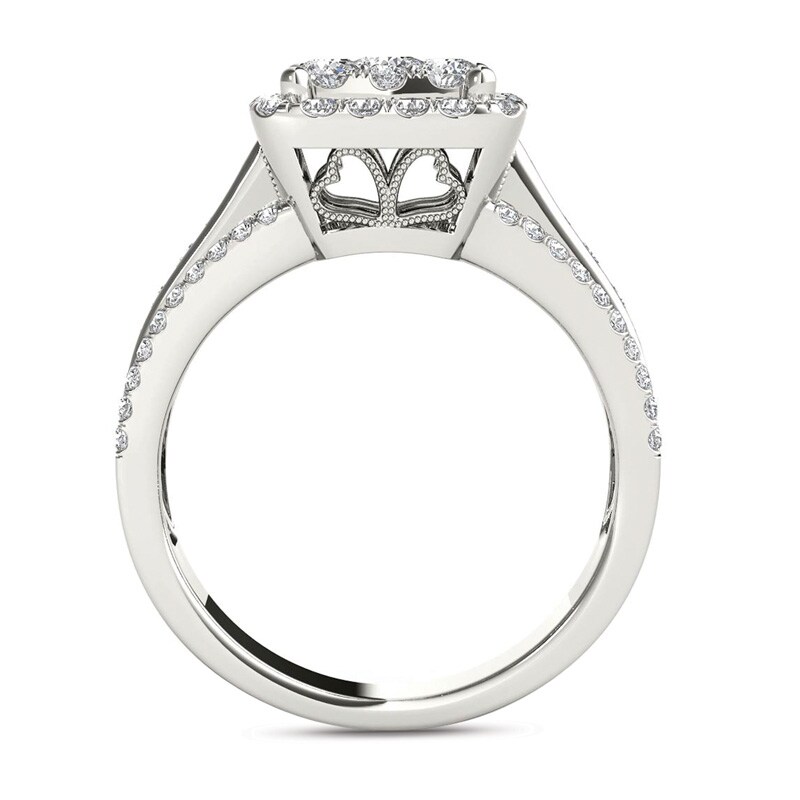 Main Image 3 of Previously Owned - 1-1/2  CT. T.W. Composite Diamond Cushion Frame Engagement Ring in 14K White Gold