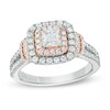 Thumbnail Image 1 of Previously Owned - Vera Wang Love Collection 1-1/5 CT. T.W. Princess-Cut Diamond Double Frame Engagement Ring in 14K Two-Tone Gold