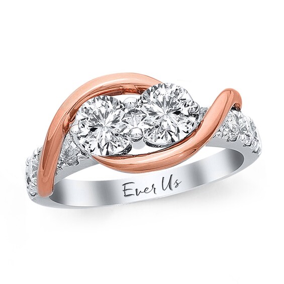 Previously Owned - Ever UsÂ® 1-1/2 CT. T.w. Two-Stone Diamond Swirl Band in 14K Two-Tone Gold