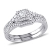 Thumbnail Image 1 of Previously Owned - 5/8 CT. T.W. Princess-Cut Diamond Frame Tri-Sides Vintage-Style Bridal Set in 14K White Gold