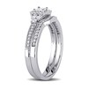 Thumbnail Image 2 of Previously Owned - 5/8 CT. T.W. Princess-Cut Diamond Frame Tri-Sides Vintage-Style Bridal Set in 14K White Gold