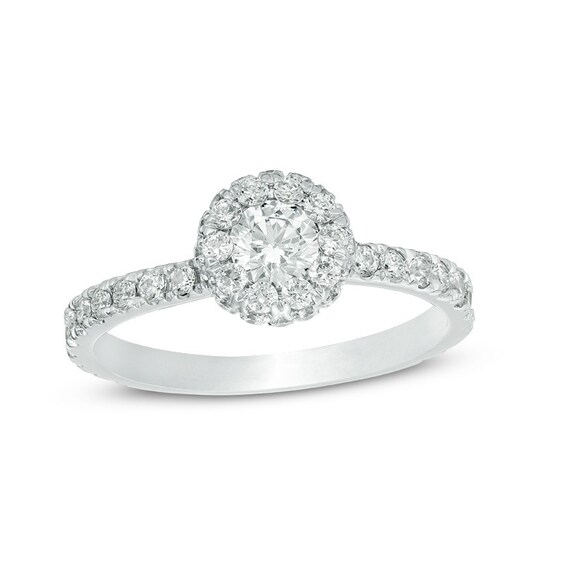 Previously Owned - YOU by Jean Doussetâ¢ 1-1/6 CT. T.w. Diamond Frame Engagement Ring in 14K White Gold (I/Si2)