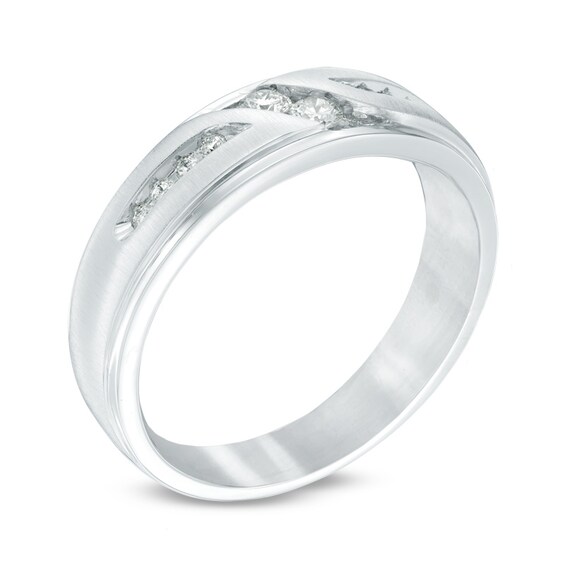 Previously Owned - Ever UsÂ® 1/4 CT. T.w. Two Stone Diamond Satin Slant Band in 14K White Gold