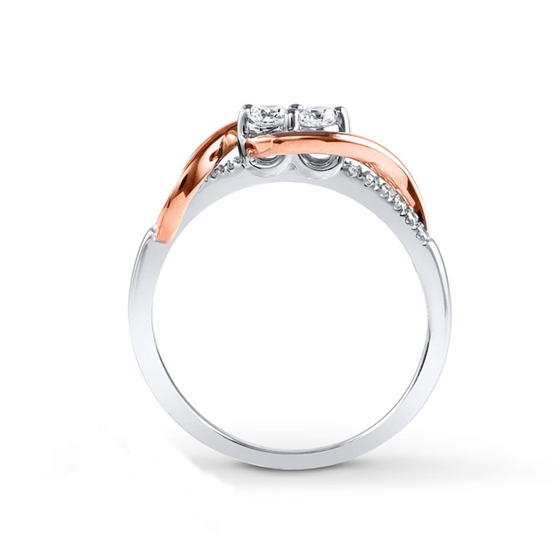 Main Image 2 of Previously Owned - Ever Us® 1/2 CT. T.W. Two-Stone Diamond Swirl Band in 14K Two-Tone Gold