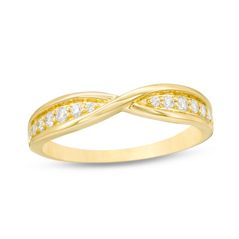 Main Image 1 of Previously Owned - 1/5 CT. T.W. Diamond Criss-Cross Anniversary Band in 10K Gold