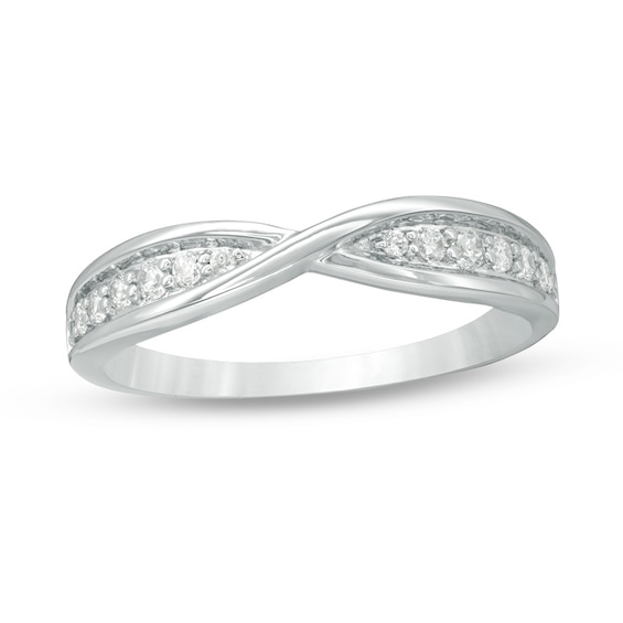 Previously Owned - 1/5 CT. T.w. Diamond Criss-Cross Anniversary Band in 10K White Gold