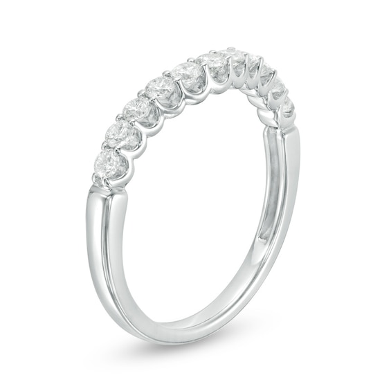 Previously Owned - 1/2 CT. T.w. Diamond Contour Wedding Band in 14K White Gold