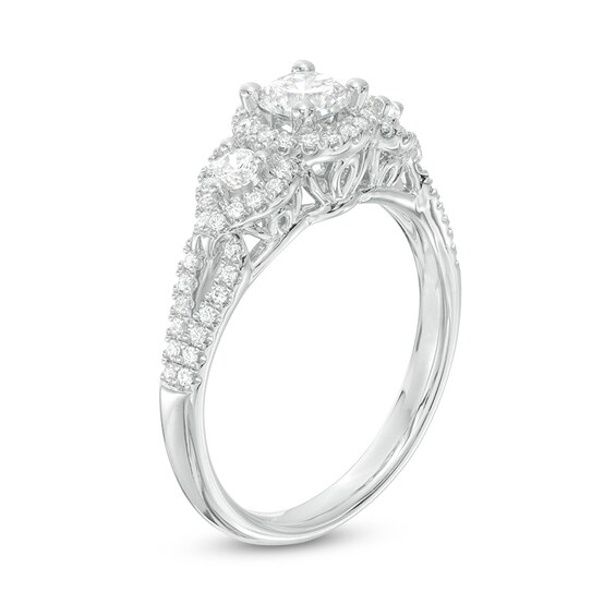 Previously Owned - 7/8 CT. T.w. Diamond Past Present FutureÂ® Frame Engagement Ring in 14K White Gold