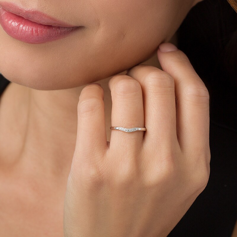 Main Image 3 of Previously Owned - Diamond Accent Vintage-Style Contour Anniversary Band in 10K White Gold