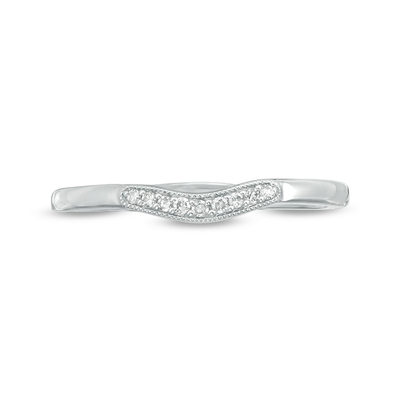 Main Image 4 of Previously Owned - Diamond Accent Vintage-Style Contour Anniversary Band in 10K White Gold