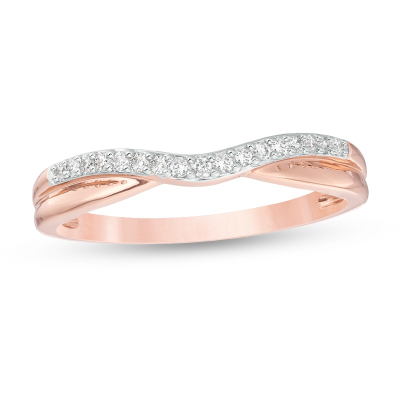 Main Image 1 of Previously Owned - 1/10 CT. T.W. Diamond Contour Anniversary Band in 14K Rose Gold
