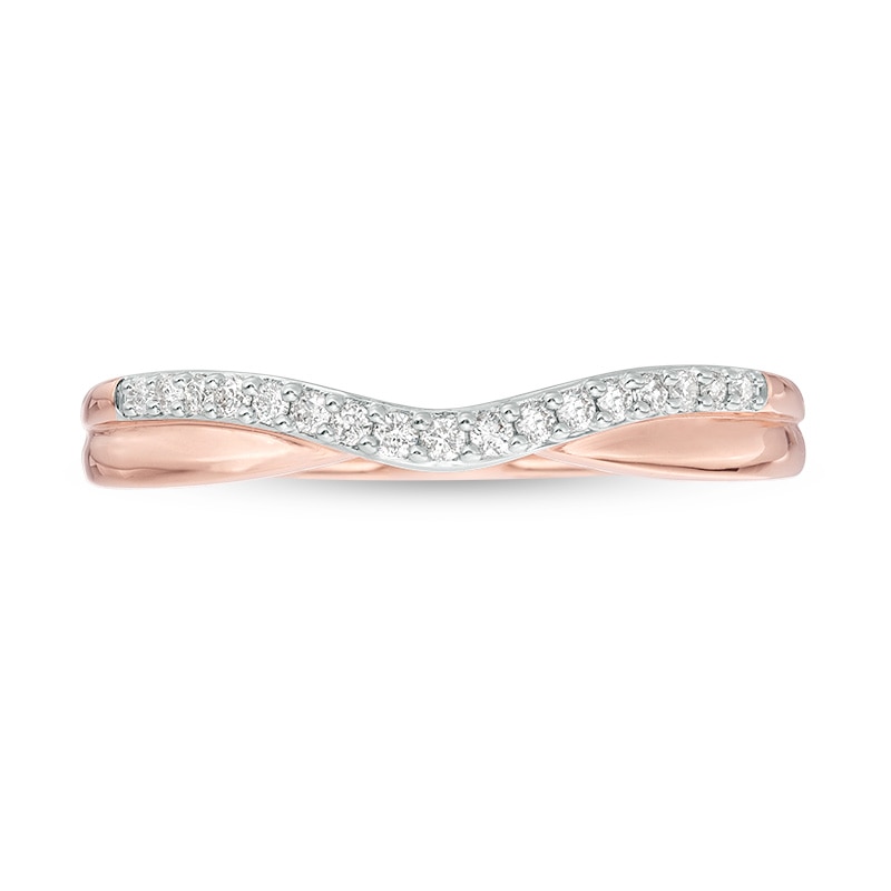 Main Image 4 of Previously Owned - 1/10 CT. T.W. Diamond Contour Anniversary Band in 14K Rose Gold