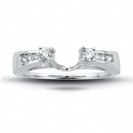 Previously Owned - 1/4 CT. T.w. Diamond Solitaire Wrap with Channel Set Diamonds in 14K White Gold