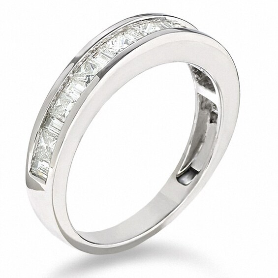 Previously Owned - 1 CT. T.w. Princess-Cut and Baguette Diamond Channel Band in 14K White Gold