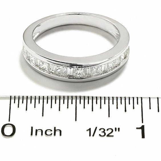 Previously Owned - 1 CT. T.w. Princess-Cut and Baguette Diamond Channel Band in 14K White Gold