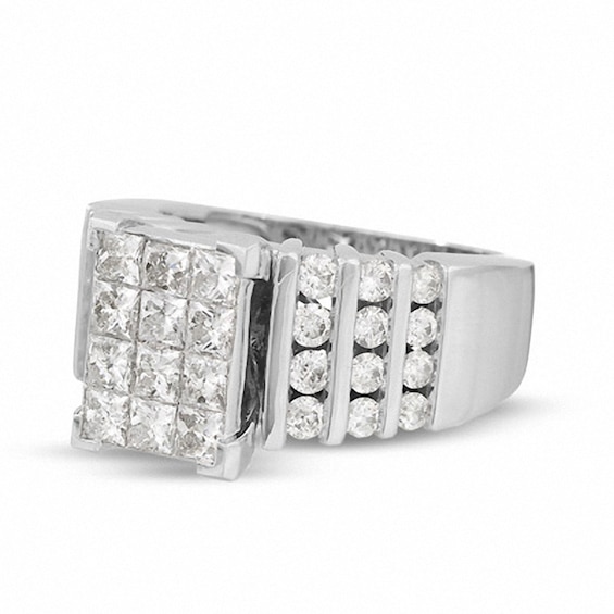Previously Owned - 2 CT. T.w. Diamond Rectangular Quad Engagement Ring in 14K White Gold