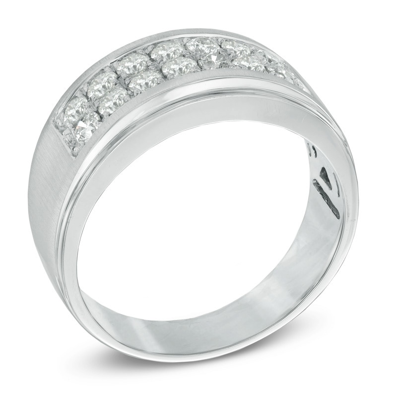 Main Image 2 of Previously Owned - Men's 1 CT. T.W. Diamond Double Row Ring in 10K White Gold
