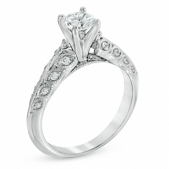 Previously Owned - 5/8 CT. T.w. Diamond Beveled Edge Engagement Ring in 14K White Gold
