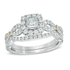 Thumbnail Image 0 of Previously Owned - Celebration Ideal 1 CT. T.W. Princess-Cut Diamond Frame Bridal Set in 14K White Gold (I/I1)