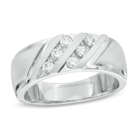 Previously Owned - Men's 3/8 CT. T.w. Diamond Anniversary Band in 10K White Gold