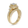 Thumbnail Image 3 of Previously Owned - 1 CT. T.W. Princess-Cut Quad Diamond Cushion-Shaped Frame Vintage-Style Bridal Set in 10K Gold
